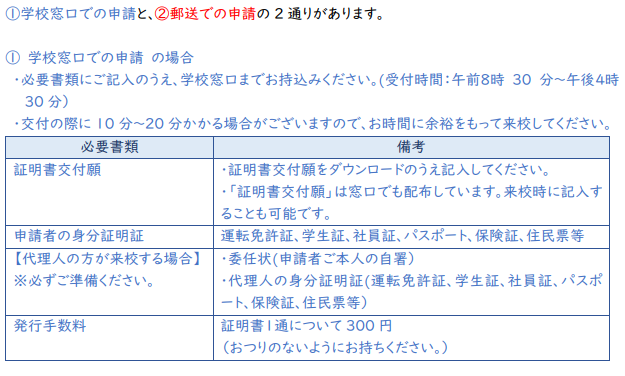 学校での申請
