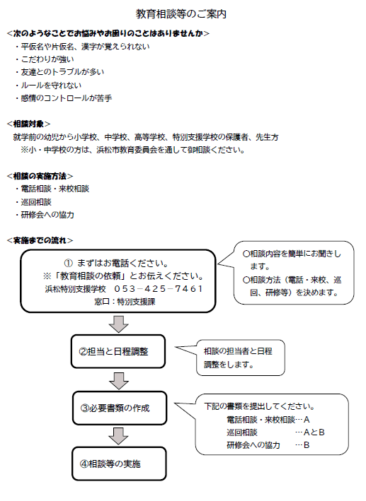 教育相談等のご案内