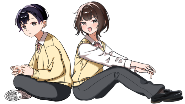 合服ベージュのベストとセーター