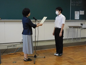 ビジネス計算満点合格(2学期表彰)