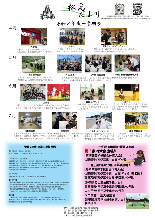 R8松高だより(１学期)