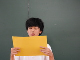 中学部生徒が、がんばったことを発表している様子