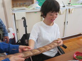モダマのさやを持つ生徒 モダマのさやを持つ生徒