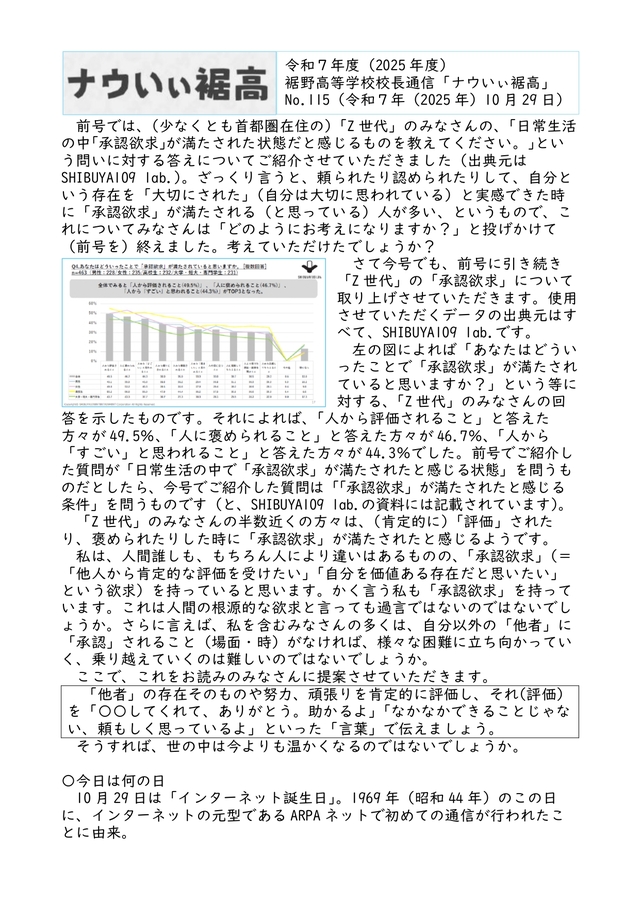 校長通信№115