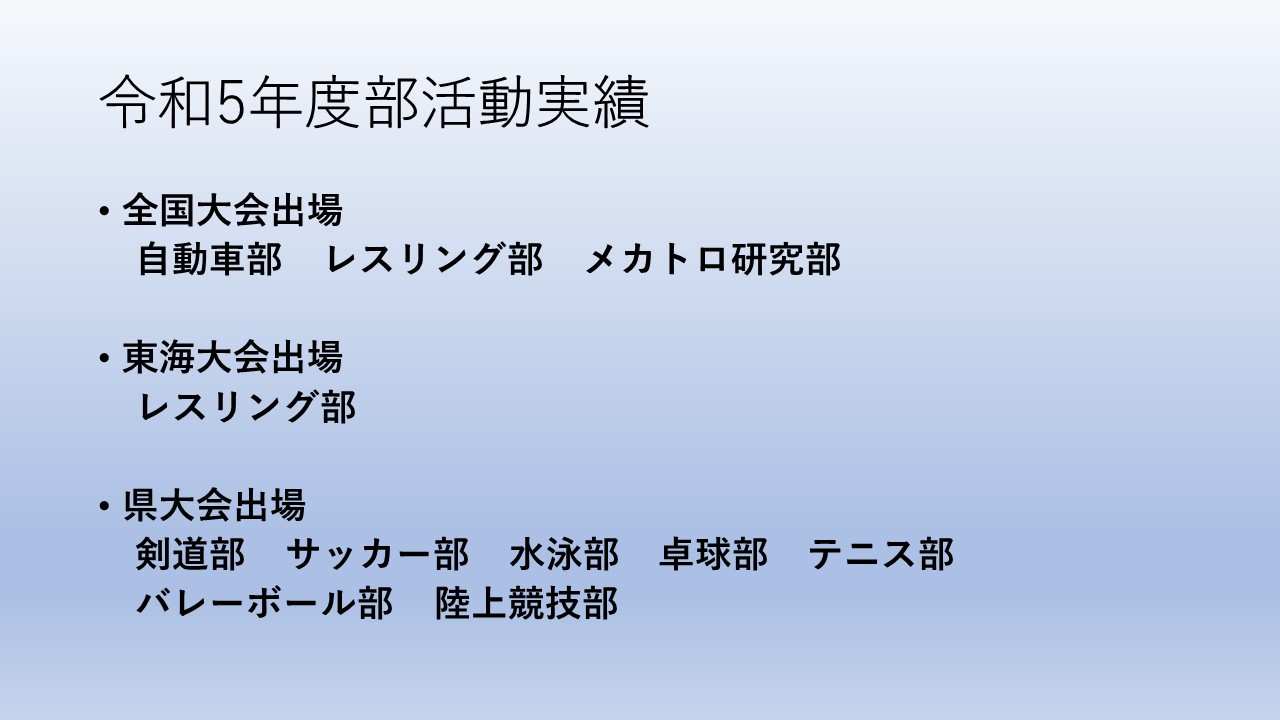 令和5年度部活動実績